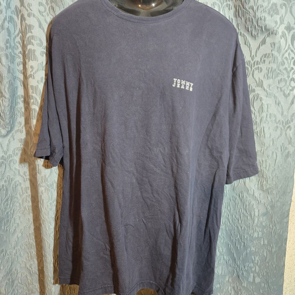Tommy Hilfiger Denim Shirt XL Tommy Jeans Navy Blue Embroidered Logo Vintage